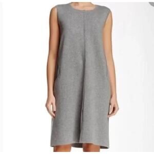 Lafayette 148 Wool Grey Sweater Dress Shift Artist Lagenlook Lightweight Sz XL